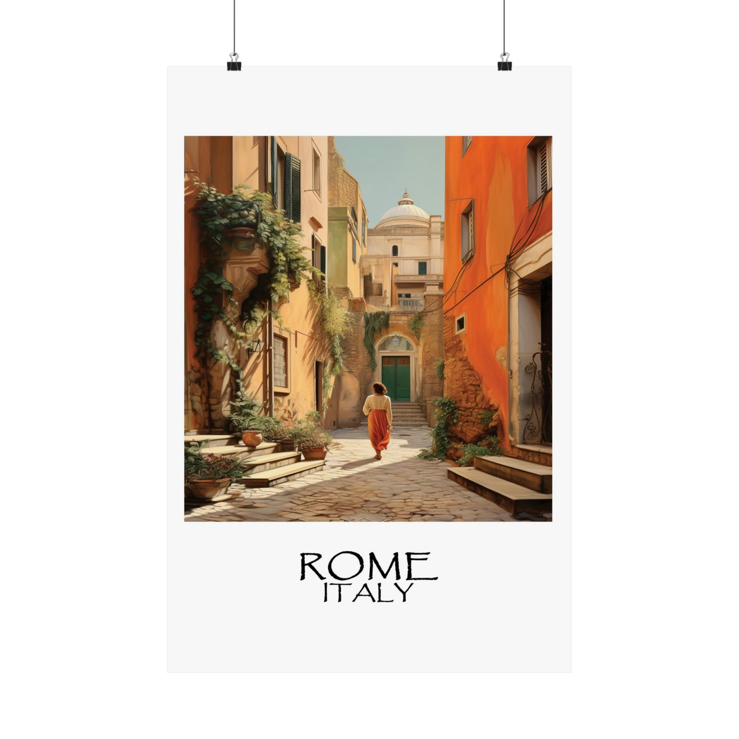 Unique Travel poster | Rome, Italy | Woman on a Sidestreet | 1920s Art Deco Wall Art | Retro Wall Art