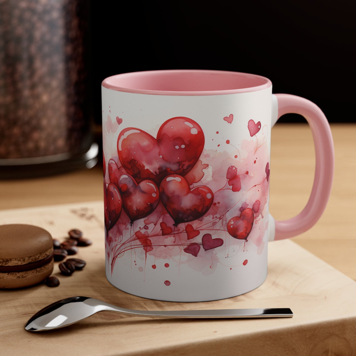 Cascade of Hearts mug, Valentine's Day, Accent Coffee Mug, 11oz mug, valentines gift, gift for her, be mine, heart mug, love you, couples
