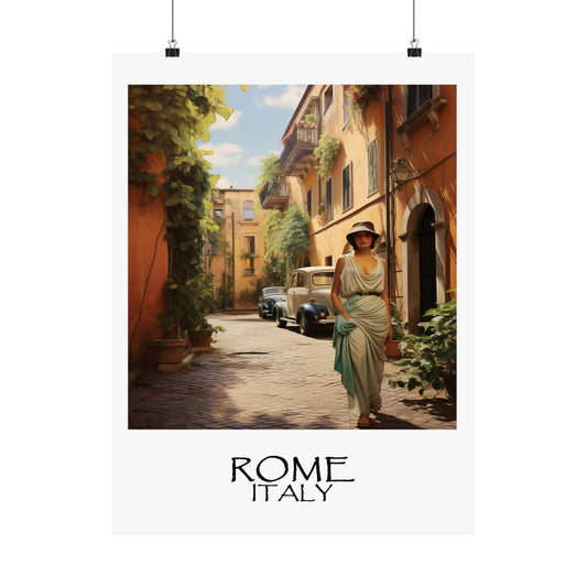 Unique Travel poster | Rome, Italy | Woman with Two Cars | 1920s Art Deco Wall Art | Retro Wall Art