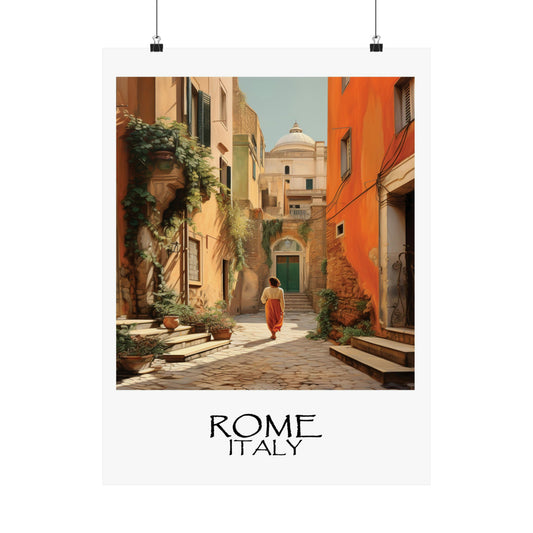 Unique Travel poster | Rome, Italy | Woman on a Sidestreet | 1920s Art Deco Wall Art | Retro Wall Art