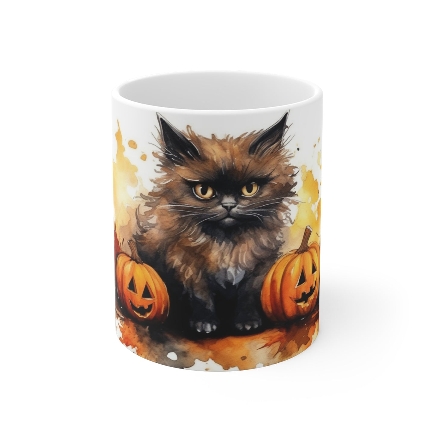 Halloween Cat with Pumpkins Ceramic Mugs (11oz\15oz\20oz)