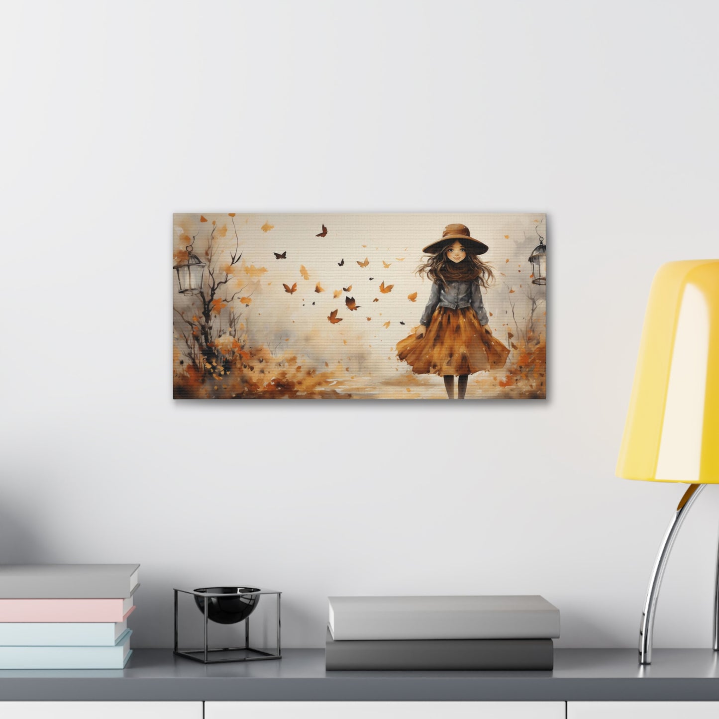 Sweet Girl | Autumn Wall Art Canvas | Rustic Fall Print | Watercolor Wall Art | Fall Decor