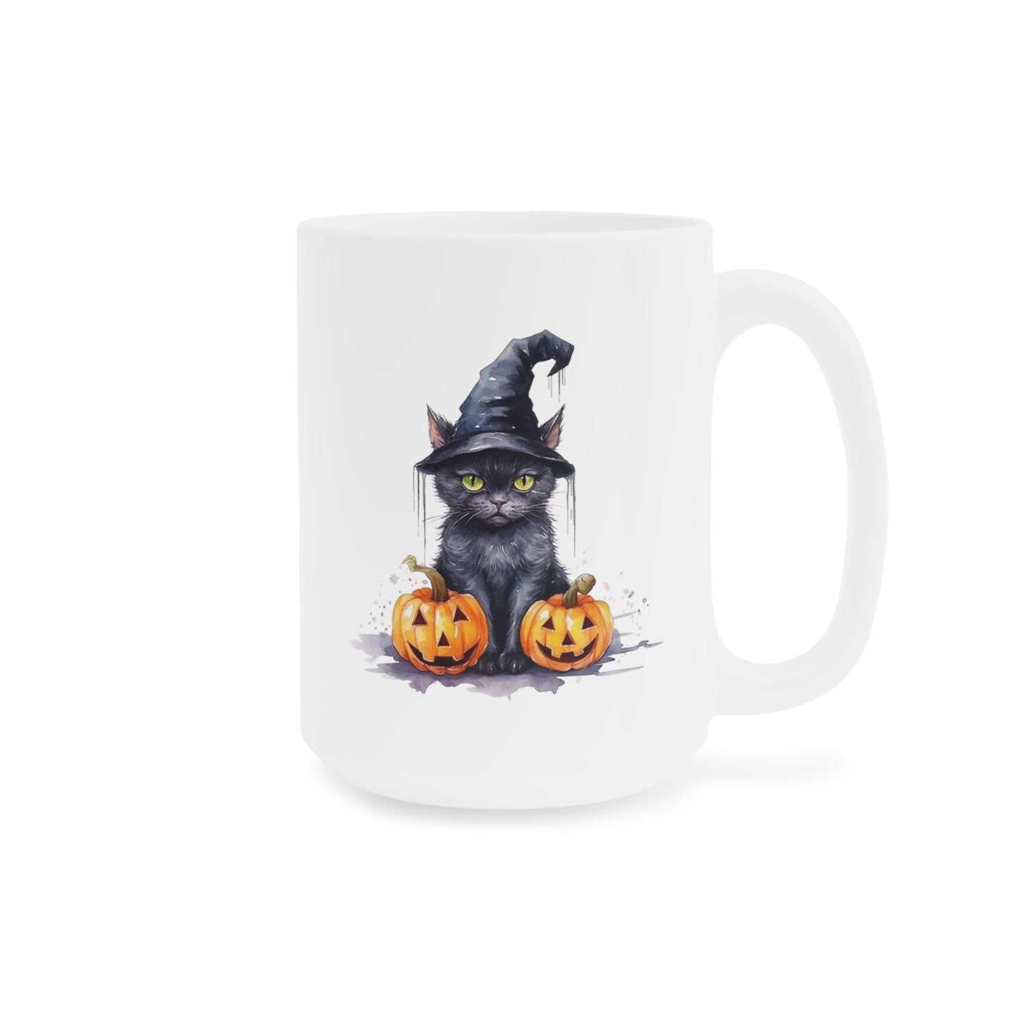 Halloween Black Cat with Witch Hat Ceramic Mugs (11oz\15oz\20oz)