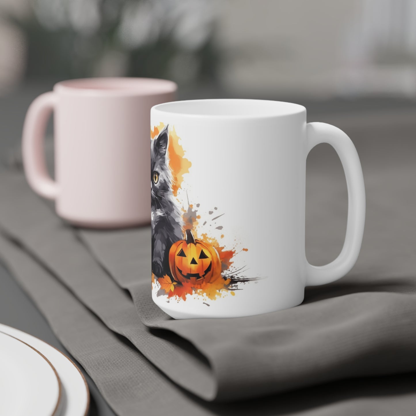 Halloween Black Cat with Pumpkins Ceramic Mugs (11oz\15oz\20oz)