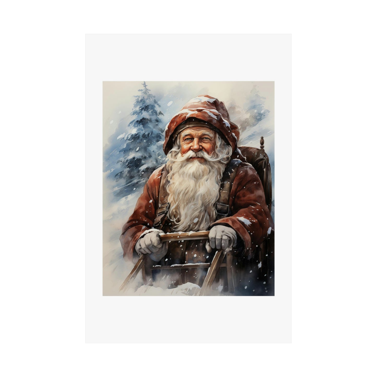 Dogsled Santa | Christmas Travel Wall Art | Retro Wall Art | Travel Santa