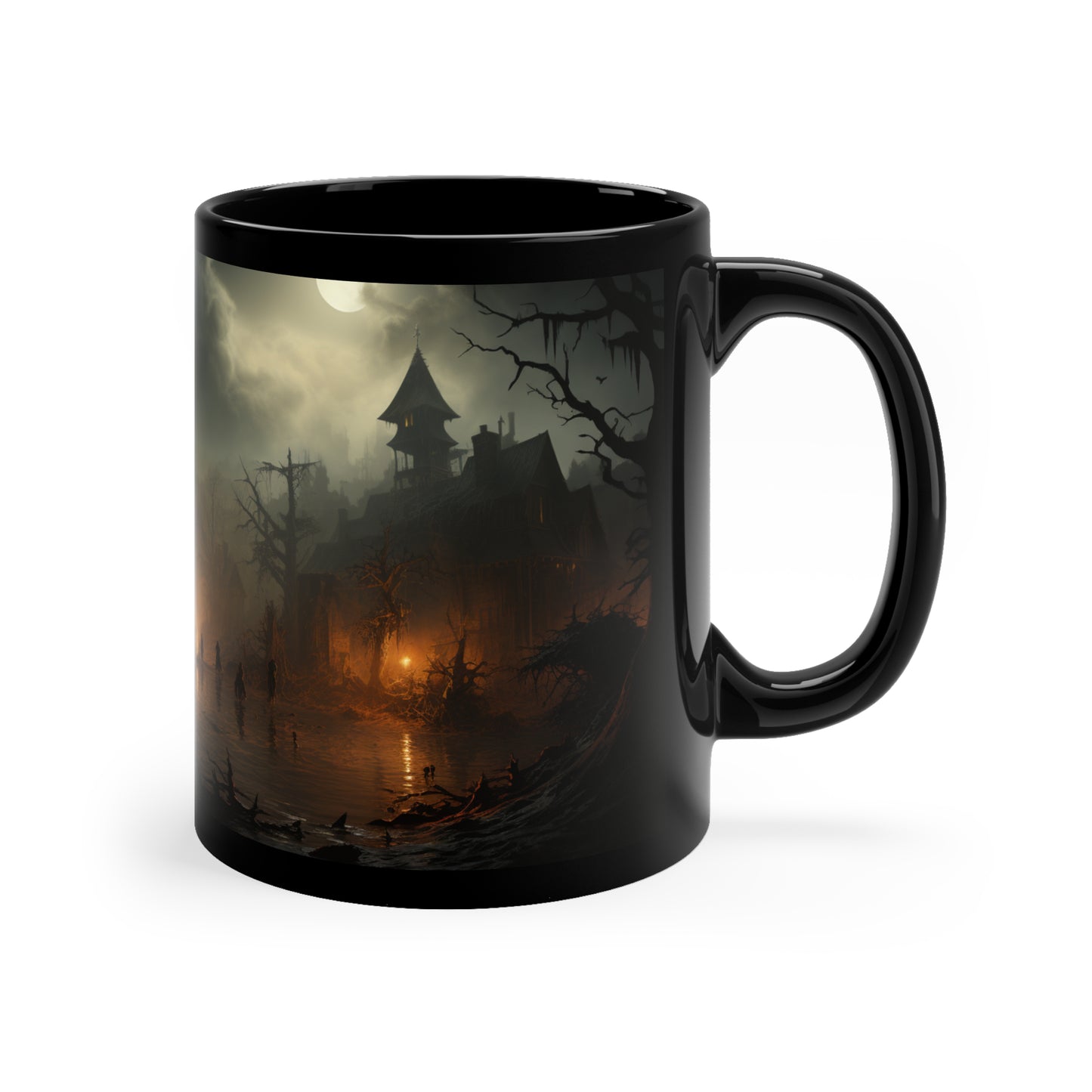 Halloween Witches & Zombies 11oz Black Mug