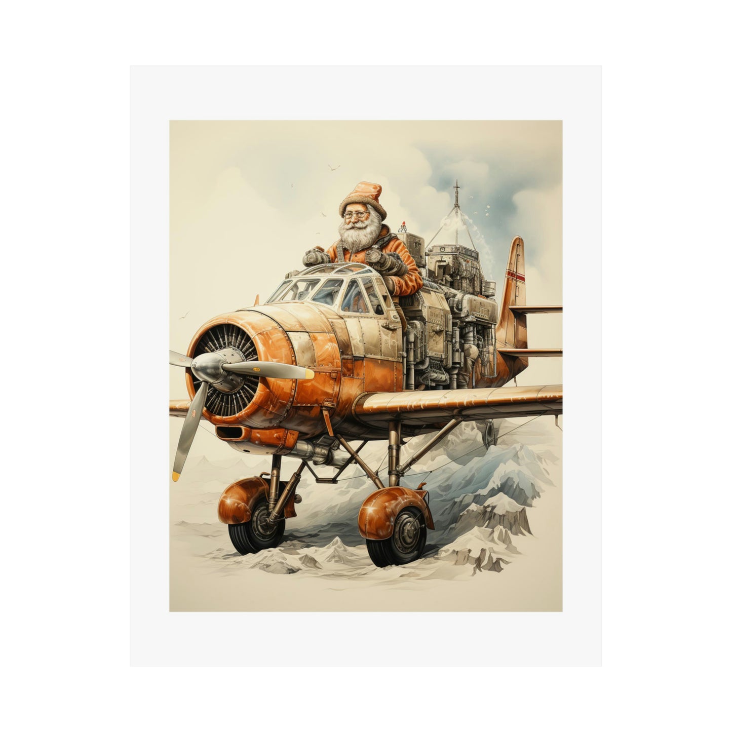 Flying Santa | Christmas Travel Wall Art | Retro Wall Art | Travel Santa