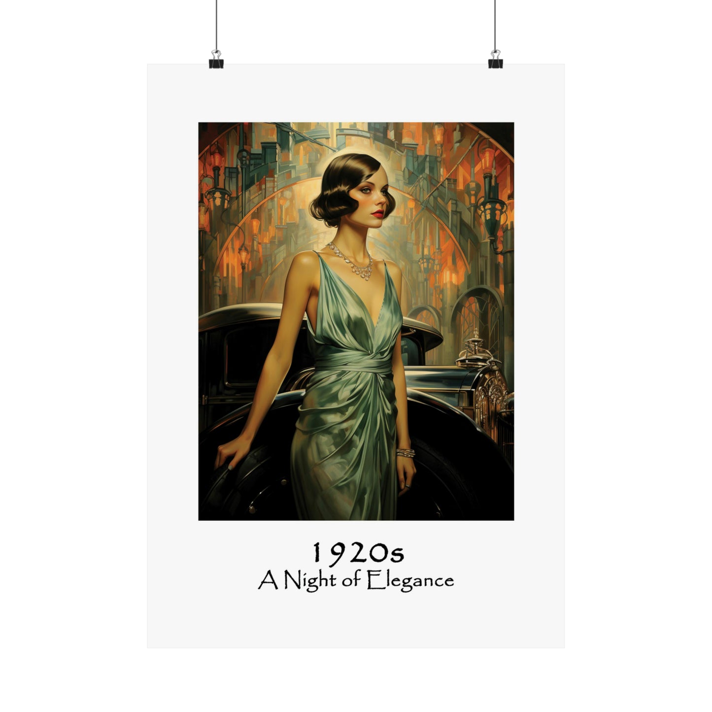 Unique Travel poster | Night of Elegance | 1920s Girl |1920s Art Deco Wall Art | Retro Wall Art