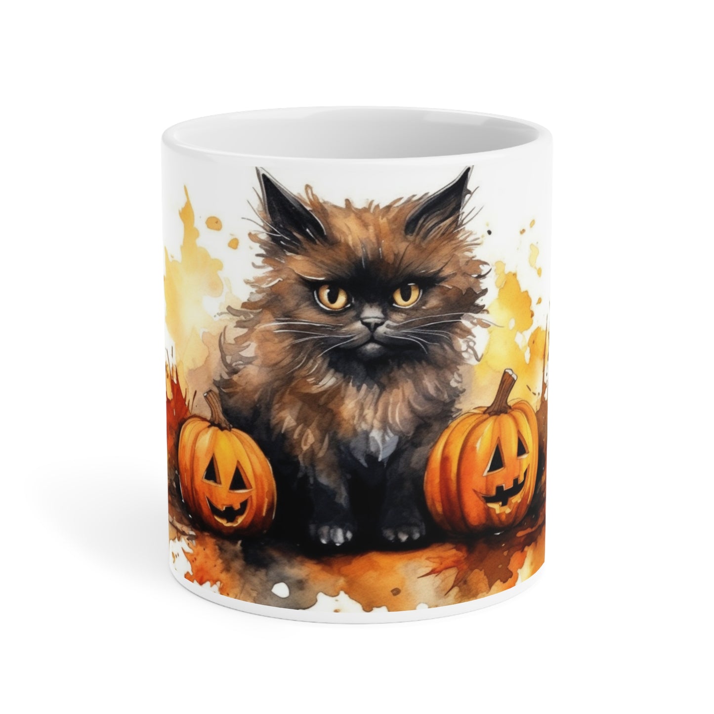 Halloween Cat with Pumpkins Ceramic Mugs (11oz\15oz\20oz)