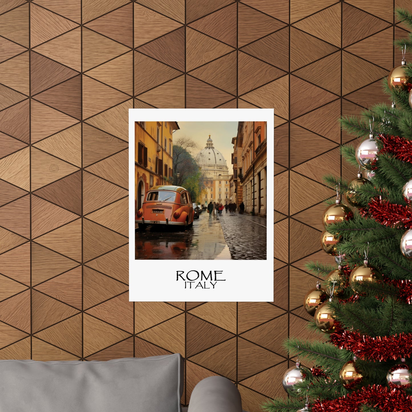 Unique Travel poster | Rome, Italy | Orange Car | 1920s Art Deco Wall Art | Retro Wall Art