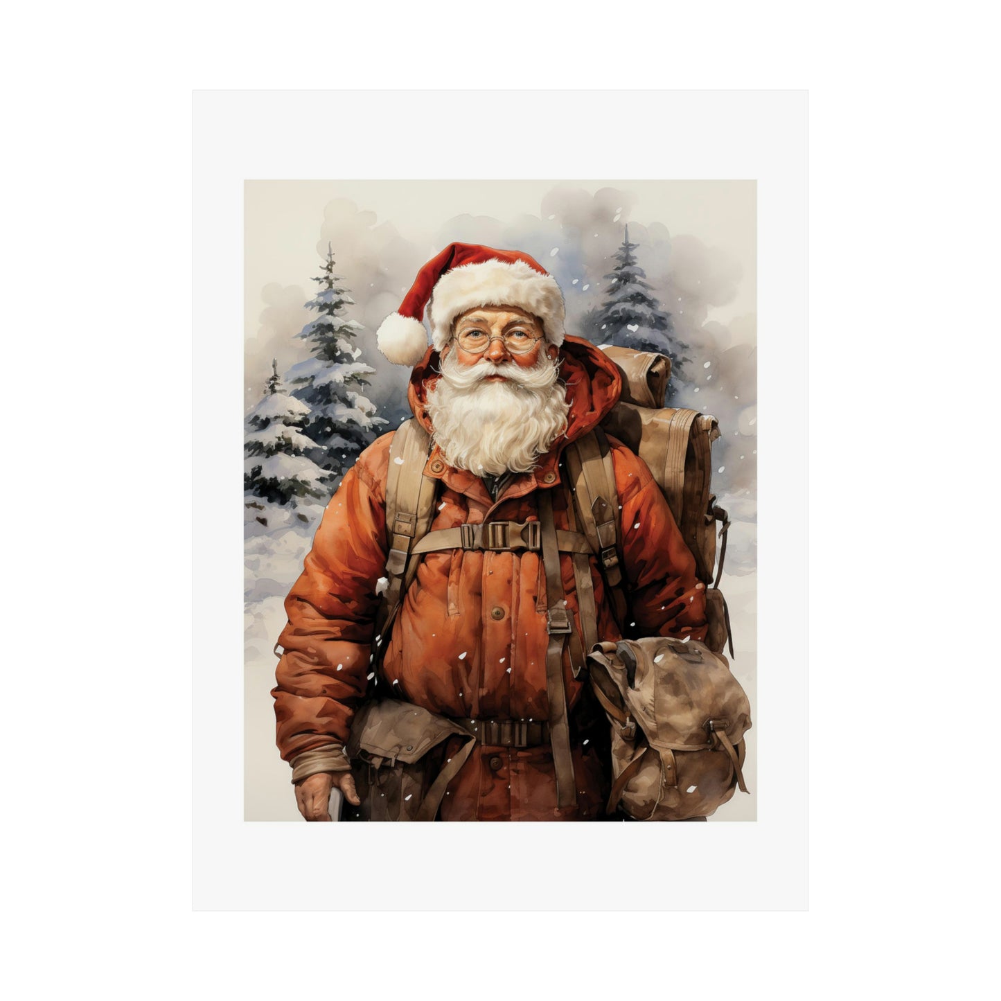 Hiker Santa | Christmas Travel Wall Art | Retro Wall Art | Travel Santa