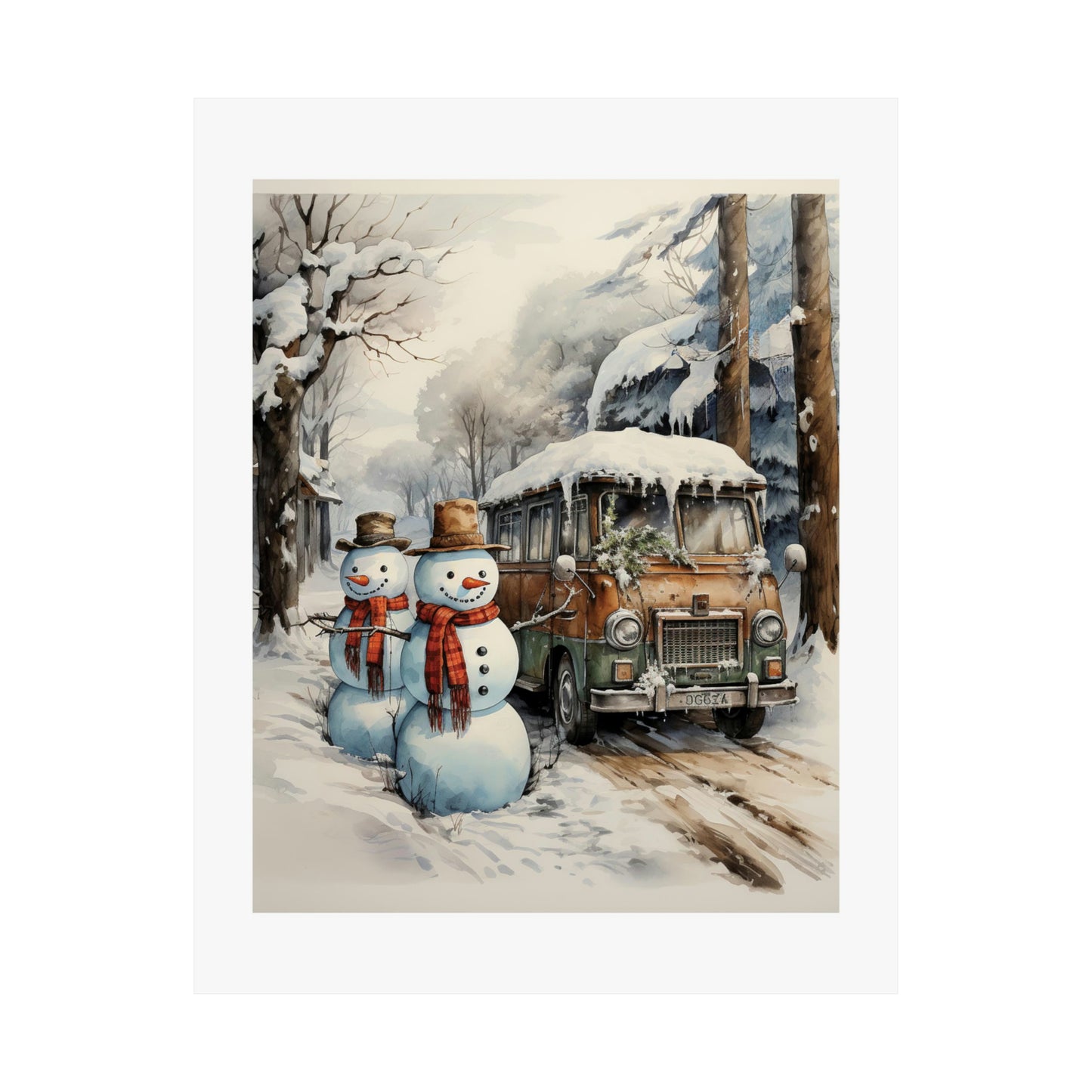 A Frosty Farewell | Christmas Travel Wall Art | Retro Wall Art | Travel Santa