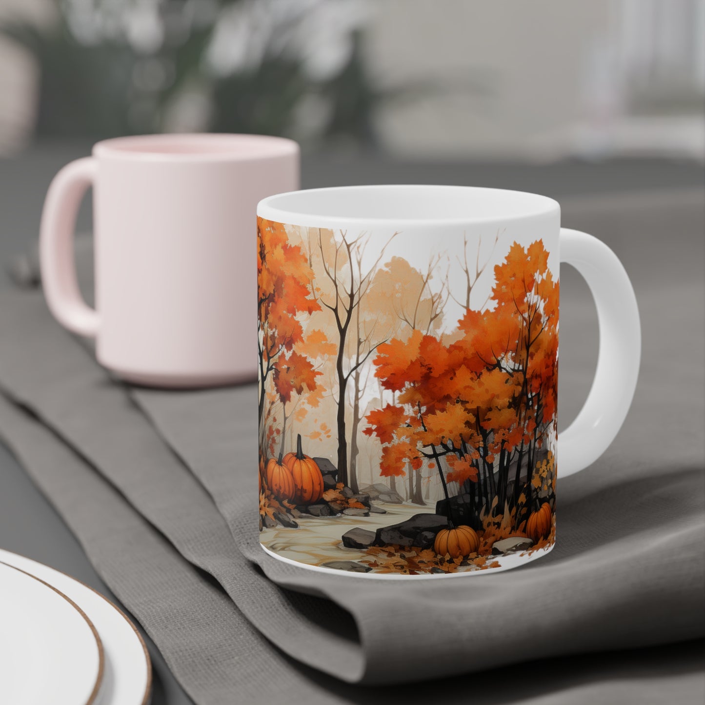 Forest Pumpkins #2 | Autumn Fall Coffee Mug | Rustic Fall Mug | Watercolor Fall Mug