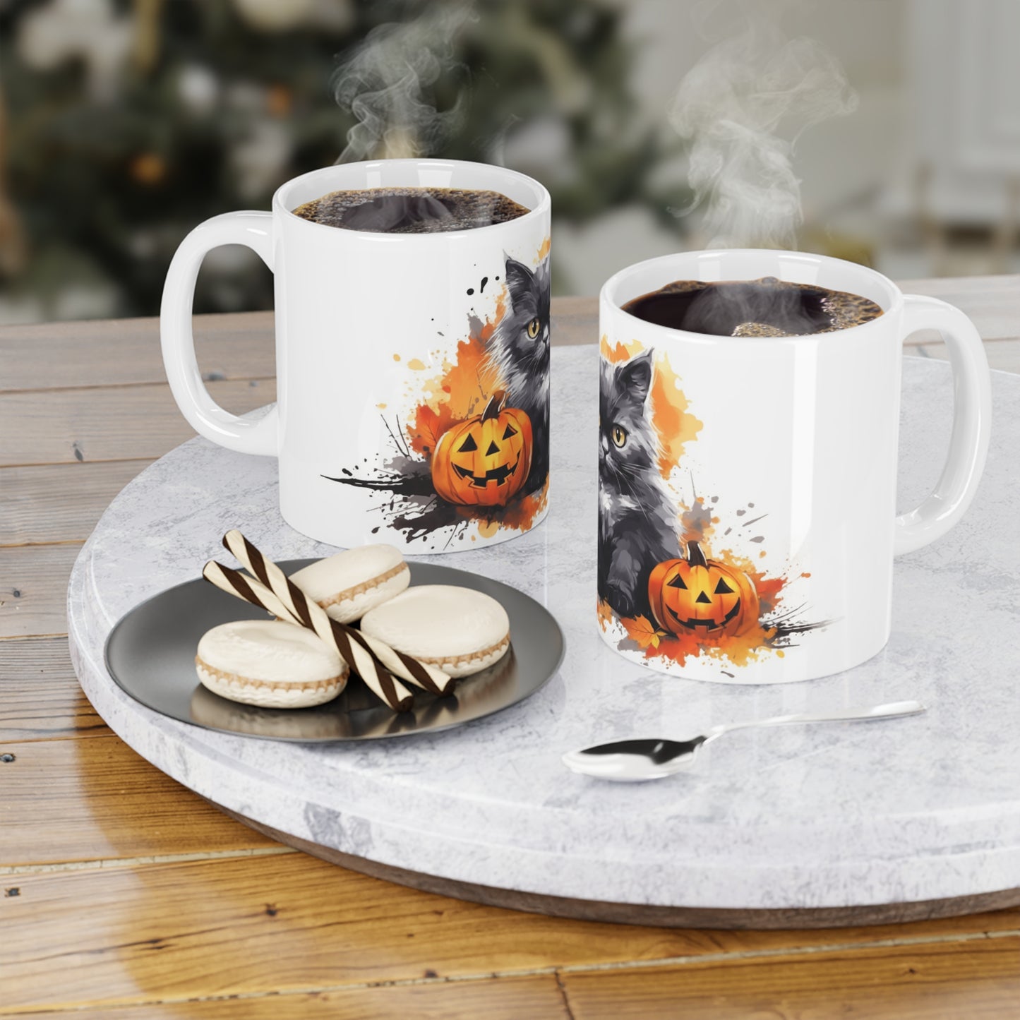 Halloween Black Cat with Pumpkins Ceramic Mugs (11oz\15oz\20oz)