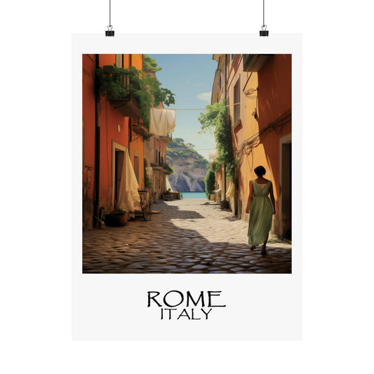 Unique Travel poster | Rome, Italy | Girl in Green Dress | 1920s Art Deco Wall Art | Retro Wall Art