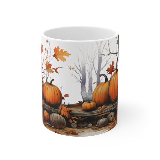 Fall Pumpkins | Autumn Fall Coffee Mug | Rustic Fall Mug | Watercolor Fall Mug