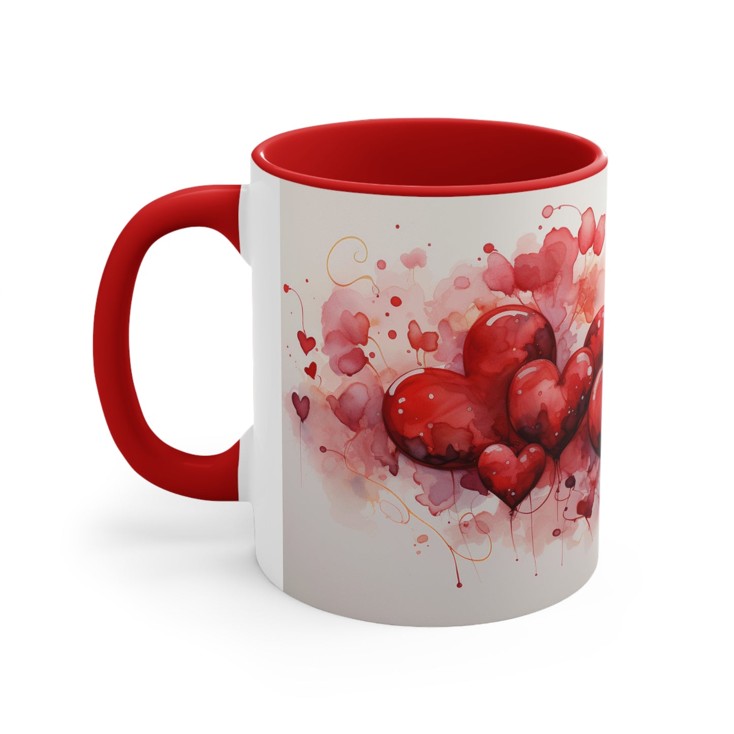 Cascade of Hearts mug, Valentine's Day, Accent Coffee Mug, 11oz mug, valentines gift, gift for her, be mine, heart mug, love you, couples