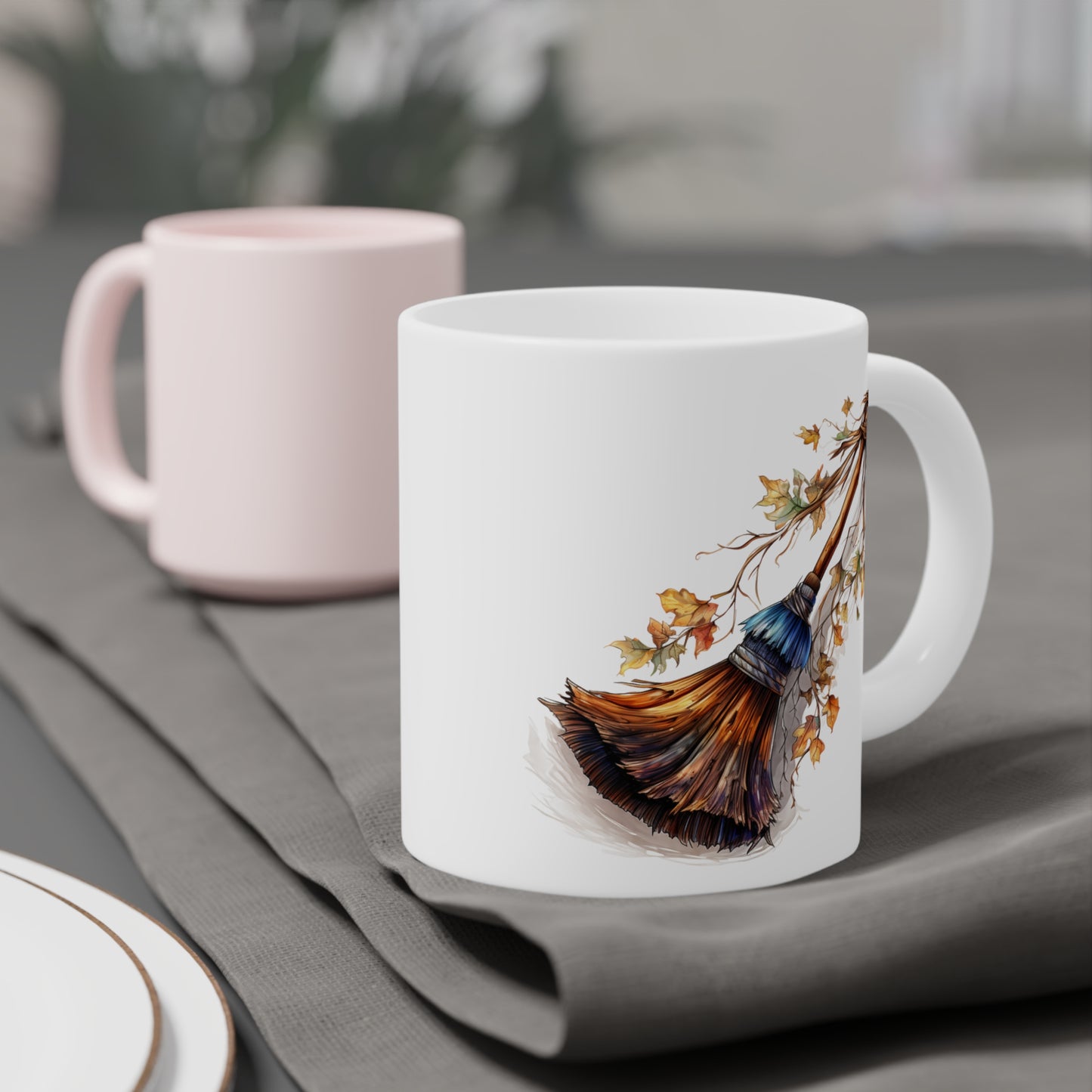 Halloween Autumn Witch's Broom Ceramic Mugs (11oz\15oz\20oz)