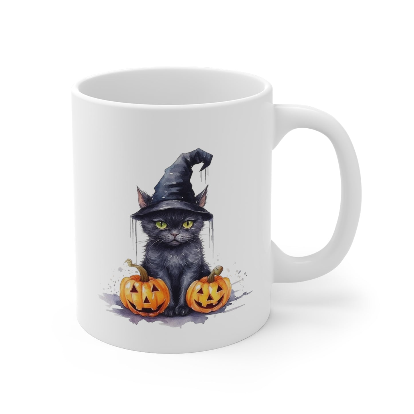 Halloween Black Cat with Witch Hat Ceramic Mugs (11oz\15oz\20oz)