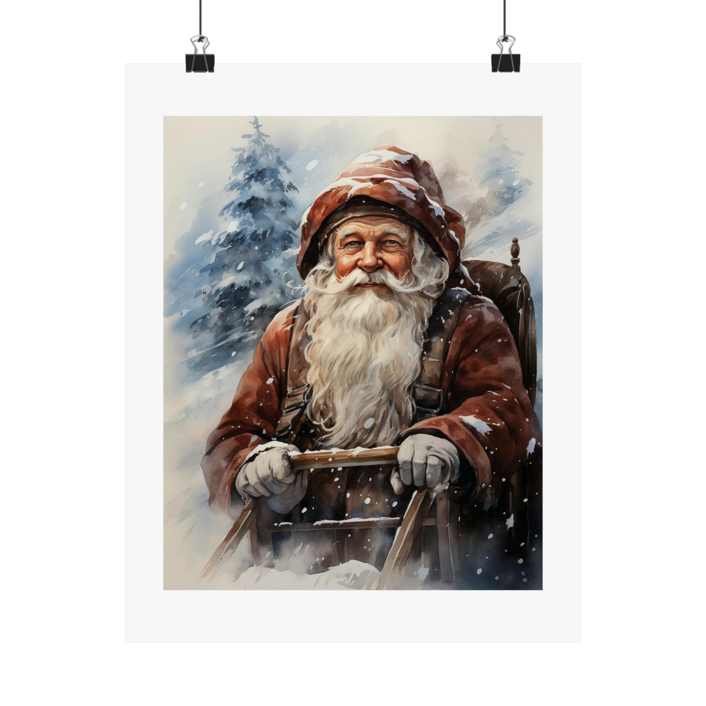 Dogsled Santa | Christmas Travel Wall Art | Retro Wall Art | Travel Santa