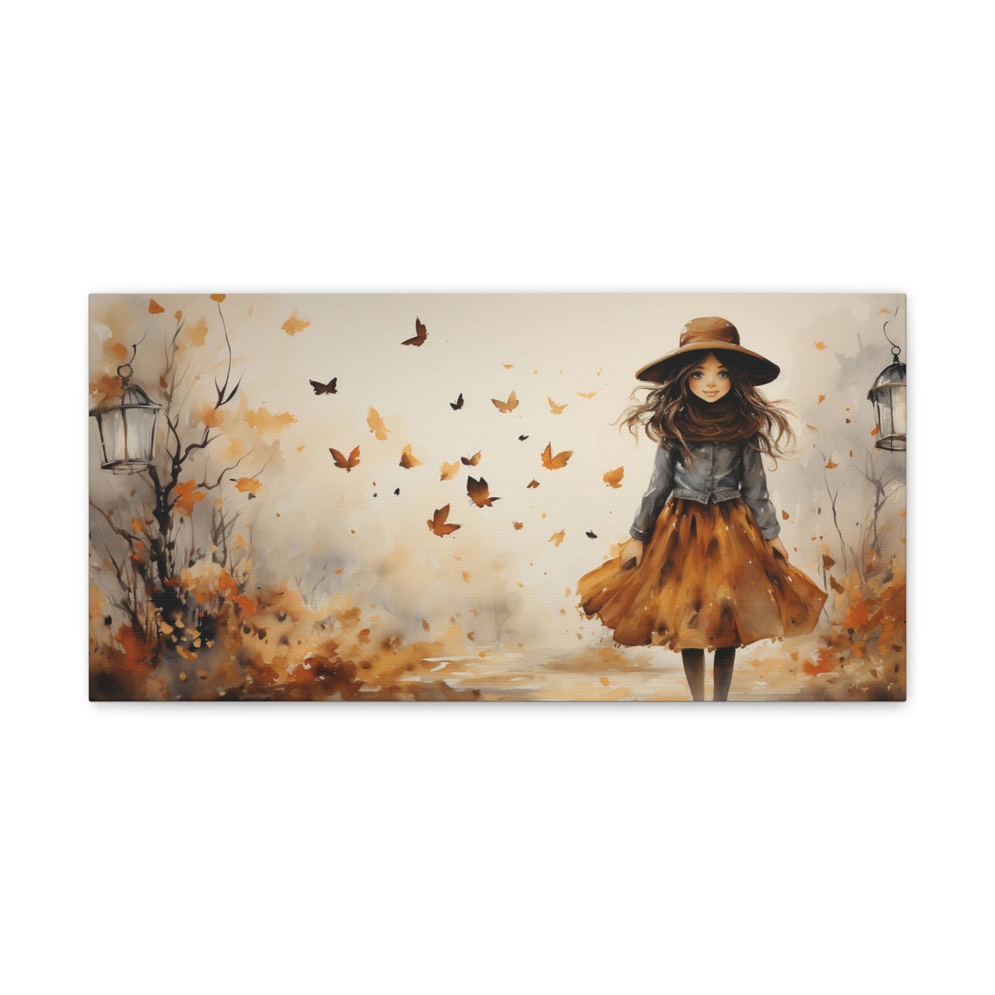 Sweet Girl | Autumn Wall Art Canvas | Rustic Fall Print | Watercolor Wall Art | Fall Decor