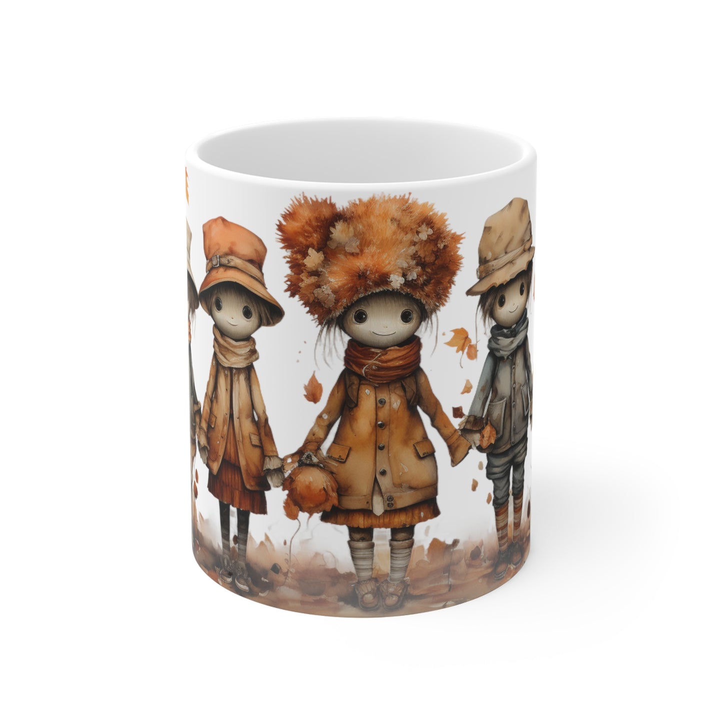 Autumn Scarecrow Friends | Autumn Fall Coffee Mug | Rustic Fall Mug | Watercolor Fall Mug