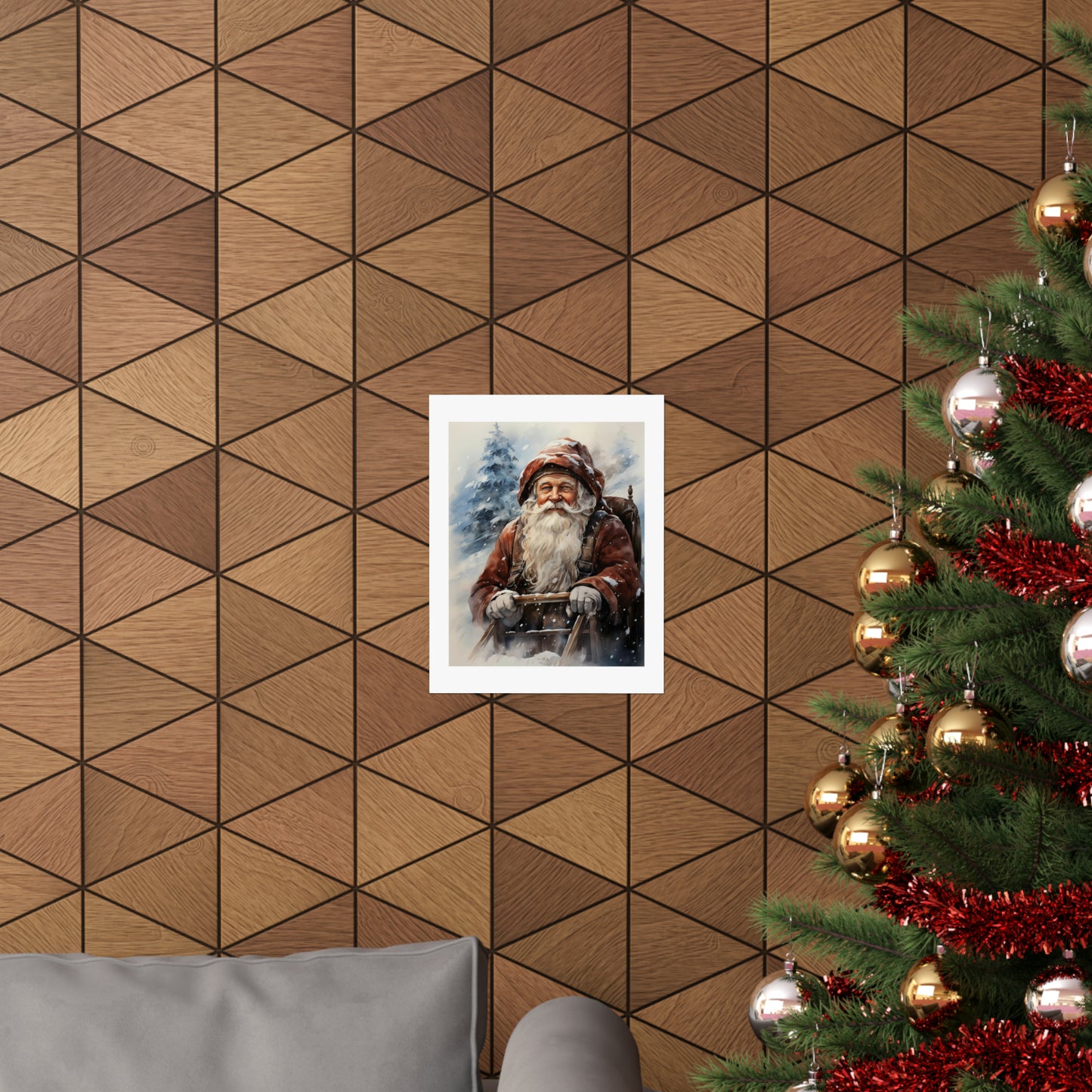 Dogsled Santa | Christmas Travel Wall Art | Retro Wall Art | Travel Santa