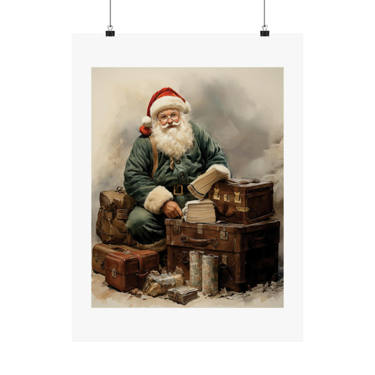 North Pole Explorer Santa | Christmas Travel Wall Art | Retro Wall Art | Travel Santa