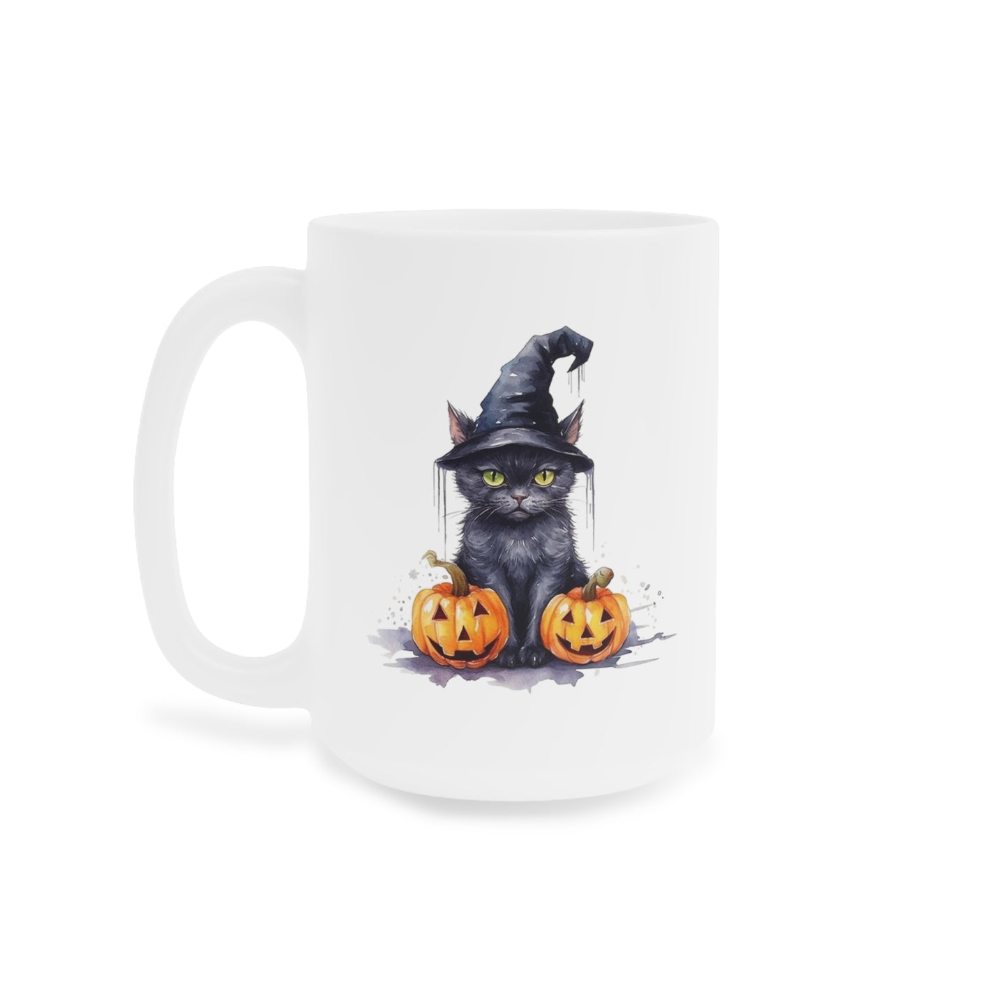 Halloween Black Cat with Witch Hat Ceramic Mugs (11oz\15oz\20oz)