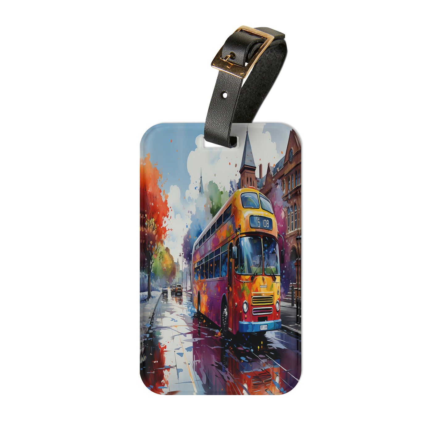 Double-Decker Adventure Luggage Tag | Artistic Journey Collection | Christmas Vacation | Luggage Tags | Travel Tags