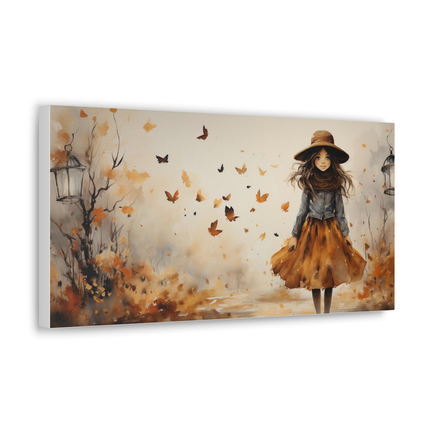 Sweet Girl | Autumn Wall Art Canvas | Rustic Fall Print | Watercolor Wall Art | Fall Decor