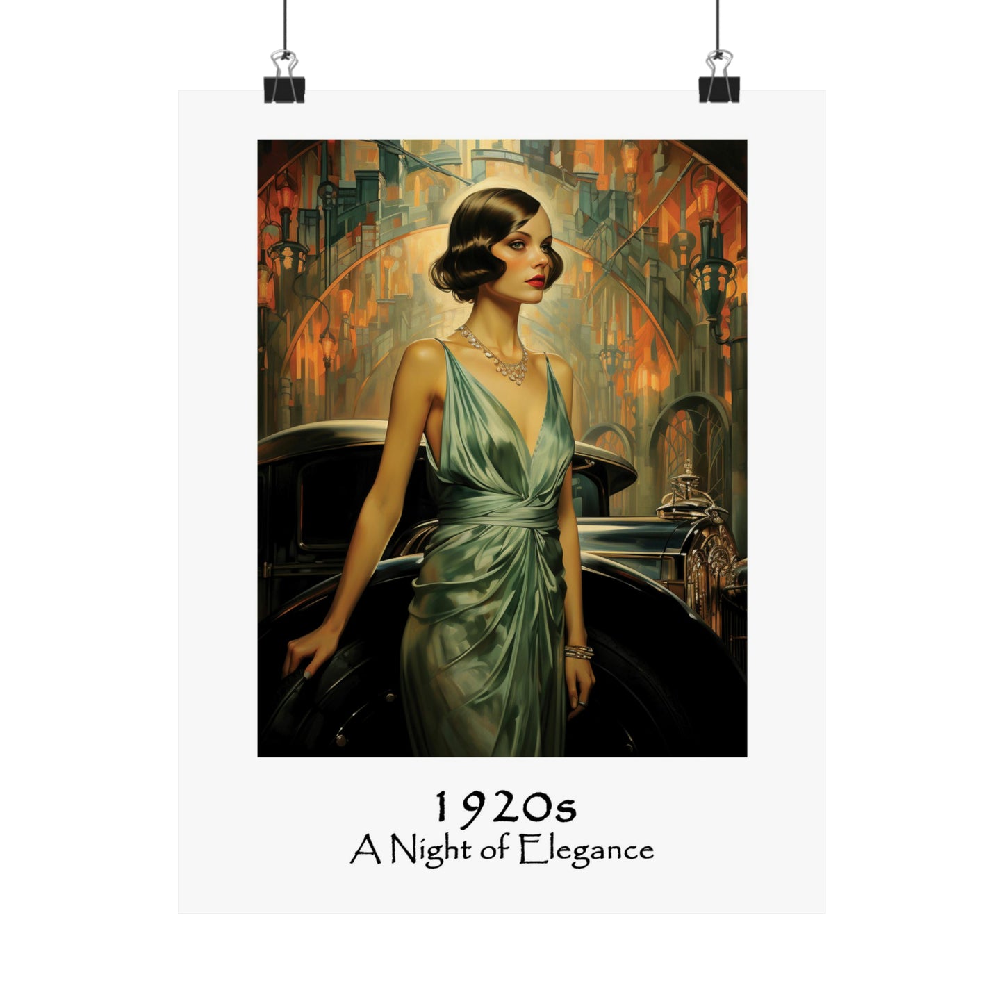 Unique Travel poster | Night of Elegance | 1920s Girl |1920s Art Deco Wall Art | Retro Wall Art