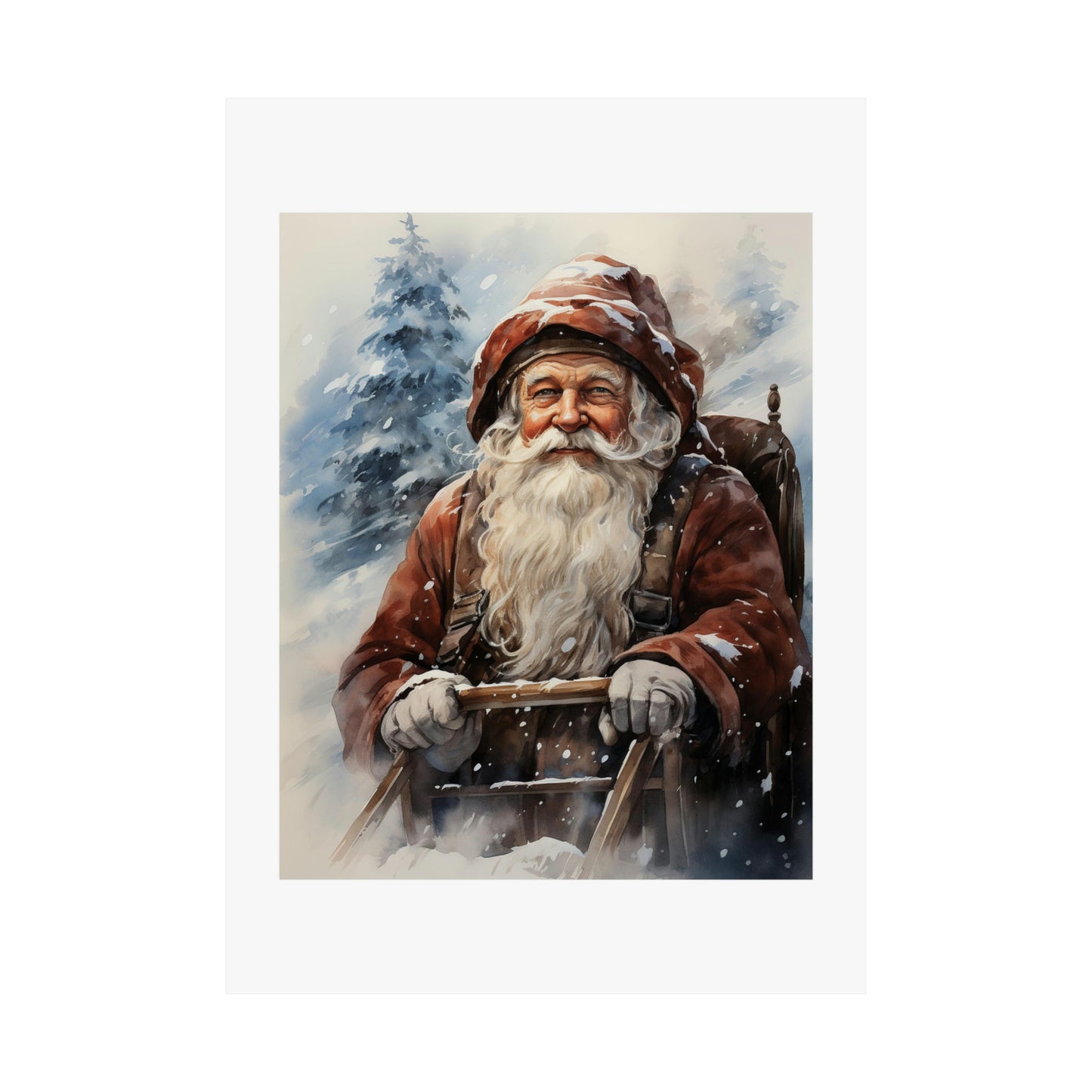 Dogsled Santa | Christmas Travel Wall Art | Retro Wall Art | Travel Santa