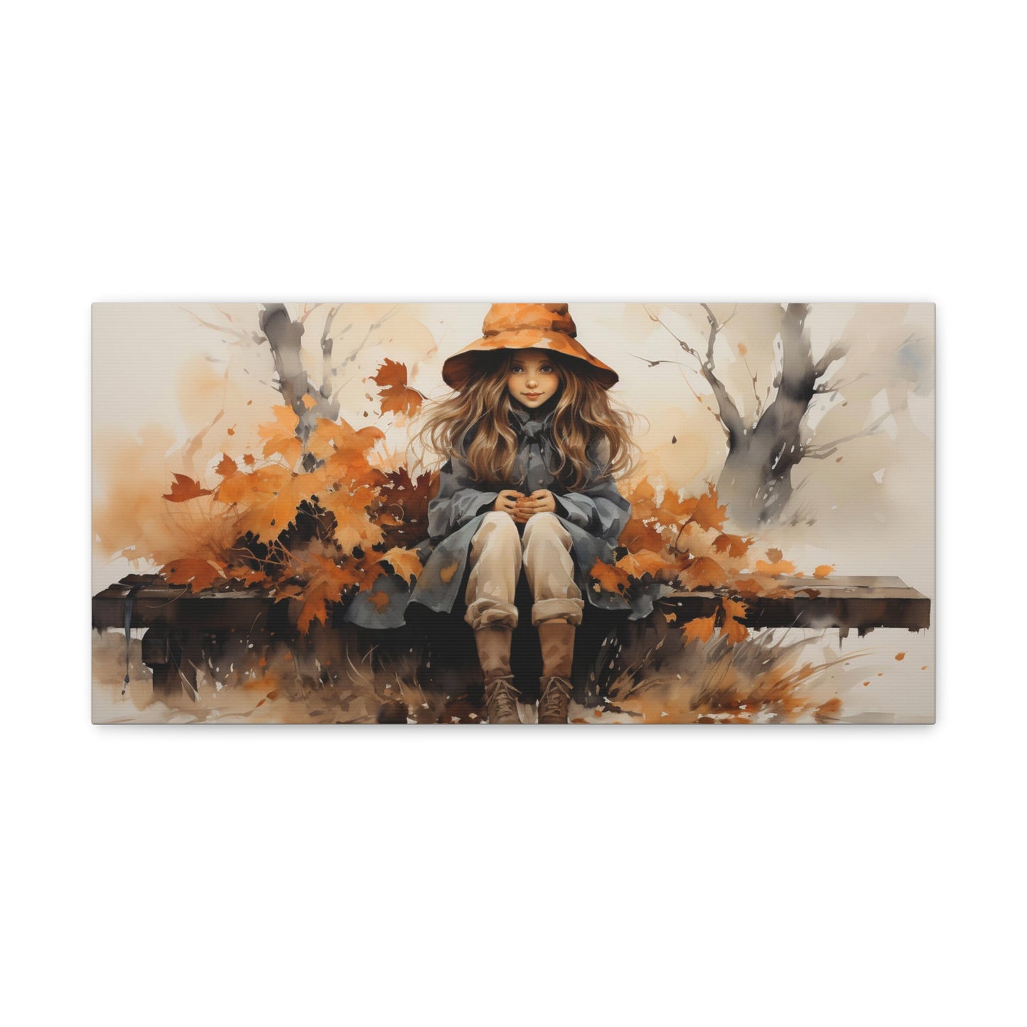 Waiting | Autumn Wall Art Canvas | Rustic Fall Print | Watercolor Wall Art | Fall Decor