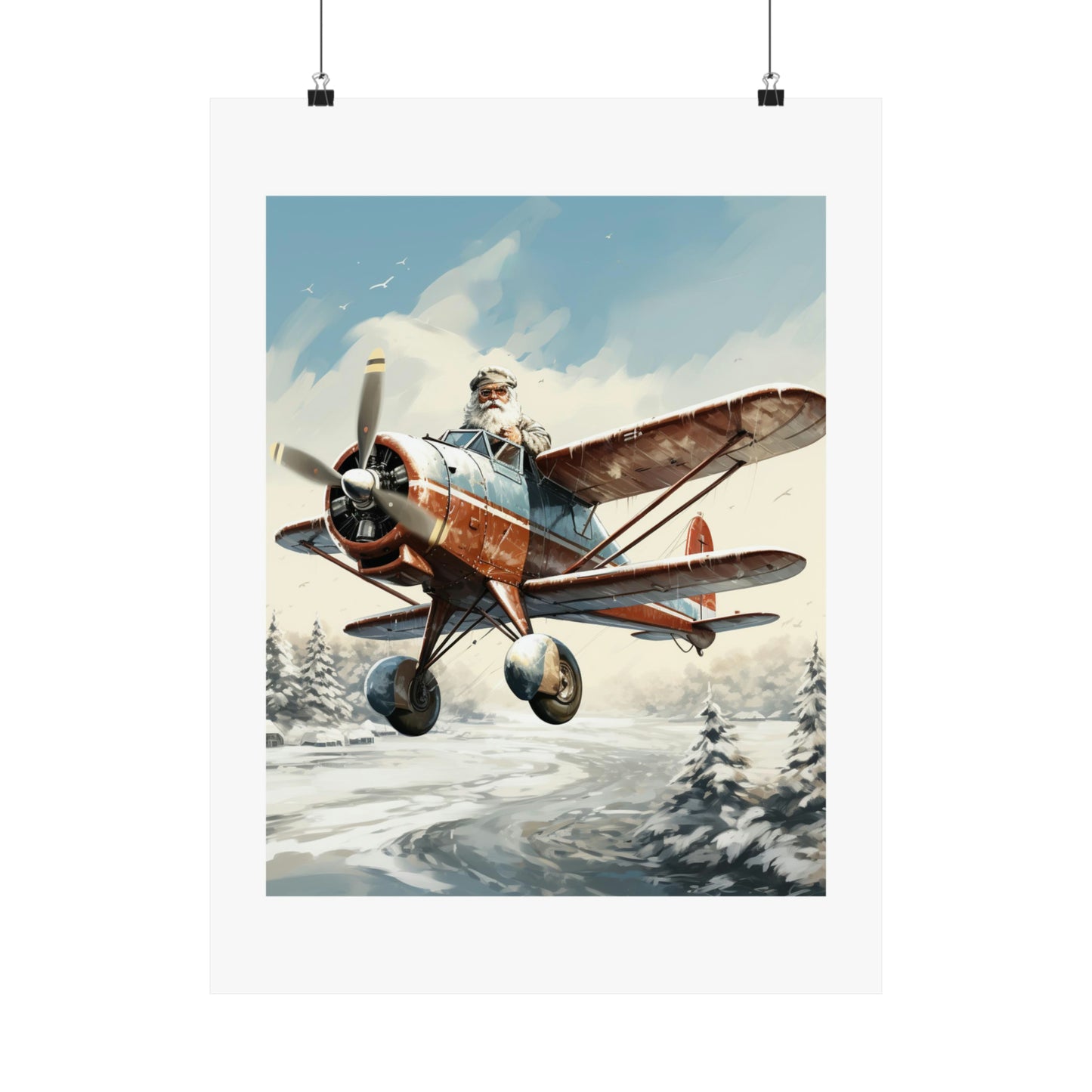 Aeroplane Santa | Christmas Travel Wall Art | Retro Wall Art | Travel Santa