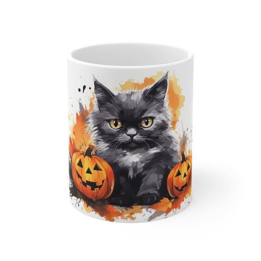 Halloween Black Cat with Pumpkins Ceramic Mugs (11oz\15oz\20oz)