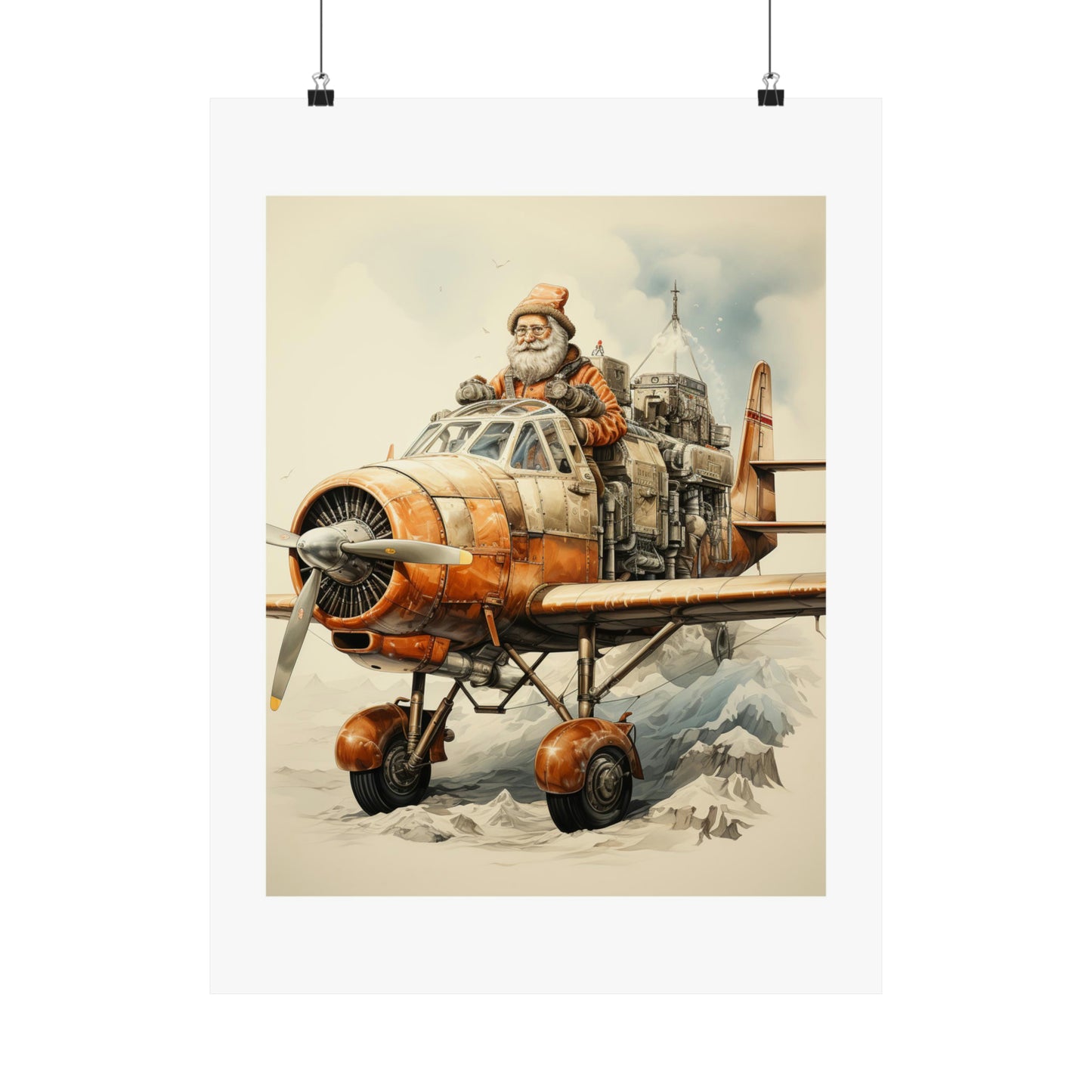 Flying Santa | Christmas Travel Wall Art | Retro Wall Art | Travel Santa