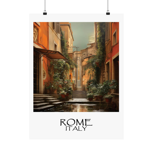 Unique Travel poster | Rome, Italy | Rainy Sidestreet | 1920s Art Deco Wall Art | Retro Wall Art