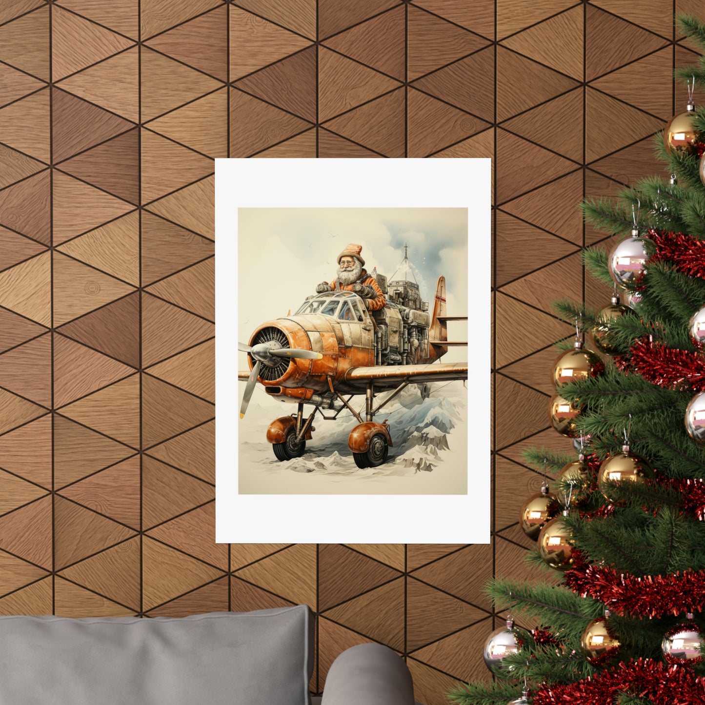 Flying Santa | Christmas Travel Wall Art | Retro Wall Art | Travel Santa