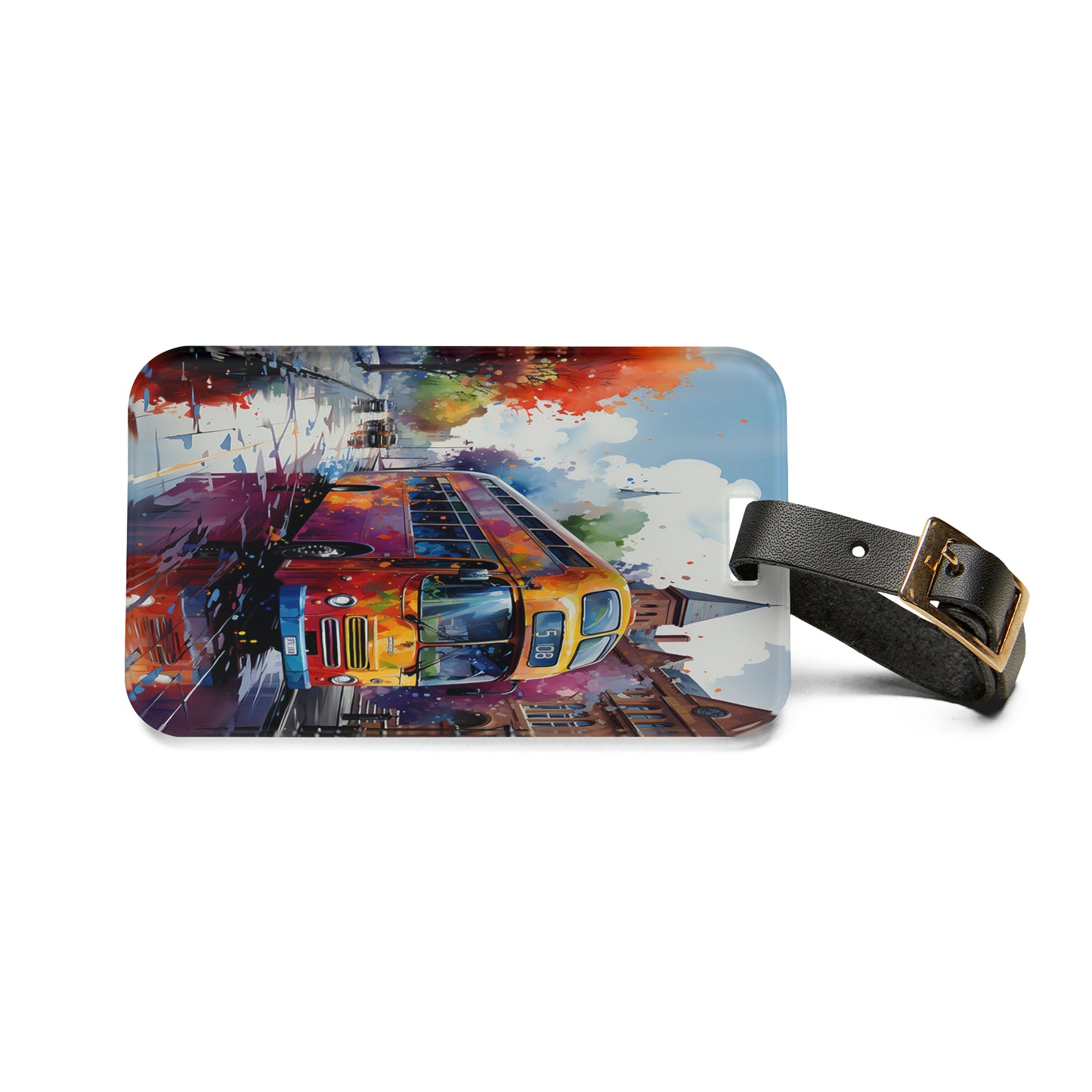 Double-Decker Adventure Luggage Tag | Artistic Journey Collection | Christmas Vacation | Luggage Tags | Travel Tags