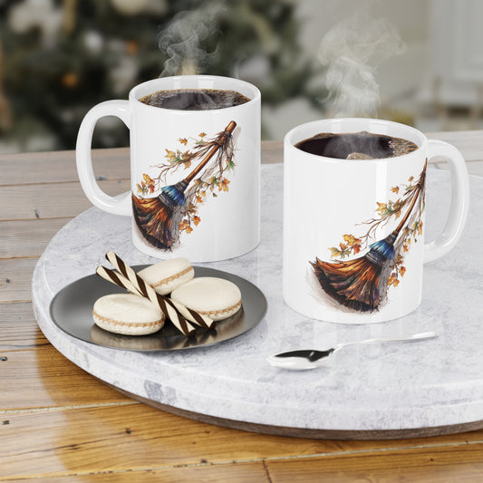 Halloween Autumn Witch's Broom Ceramic Mugs (11oz\15oz\20oz)