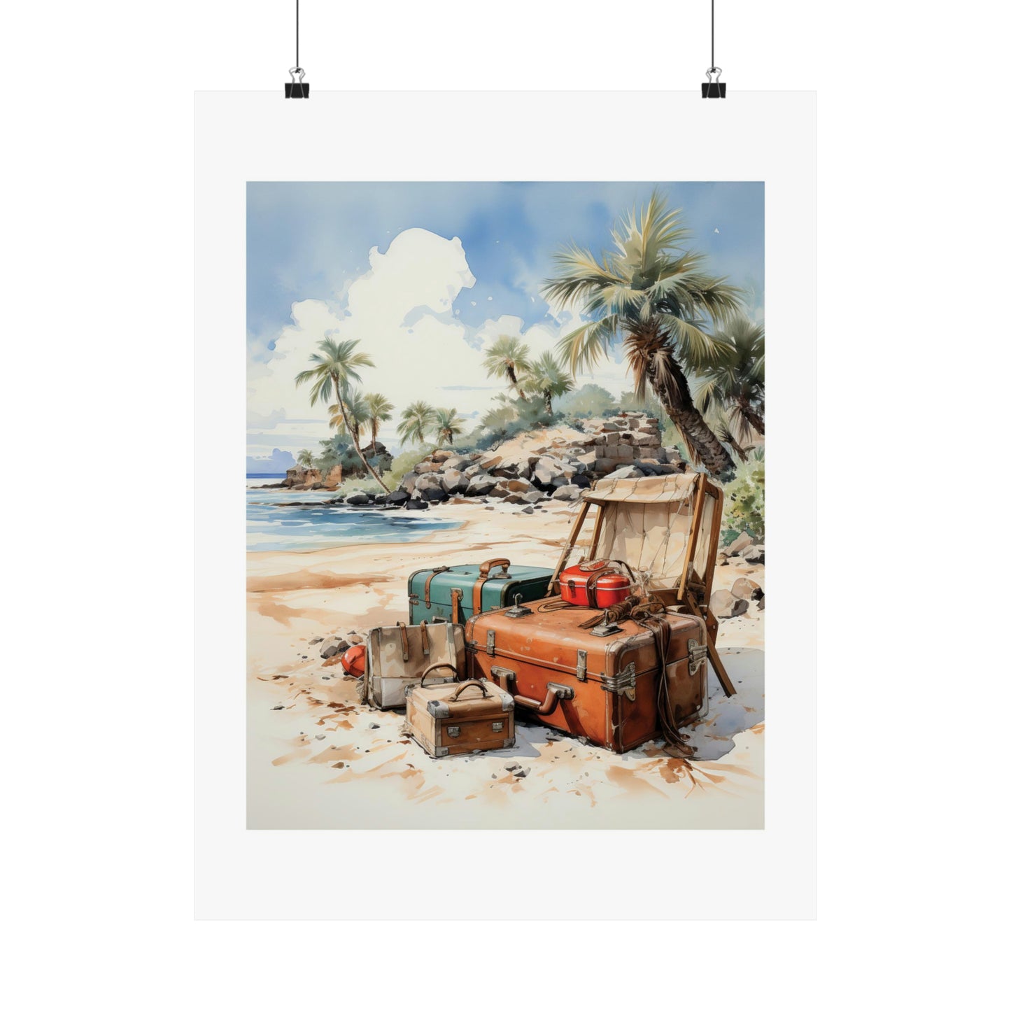 Hippie Beach Santa's Luggage | Christmas Travel Wall Art | Retro Wall Art | Travel Santa