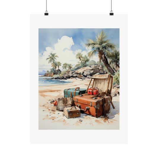 Hippie Beach Santa's Luggage | Christmas Travel Wall Art | Retro Wall Art | Travel Santa