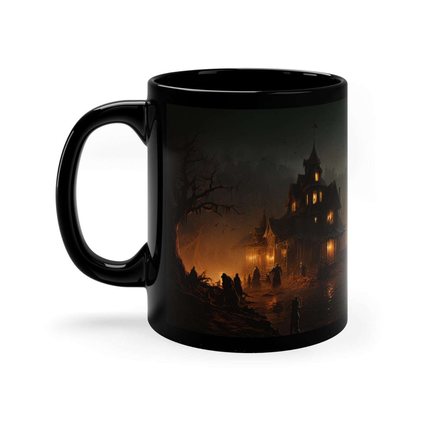 Halloween Witches & Zombies 11oz Black Mug