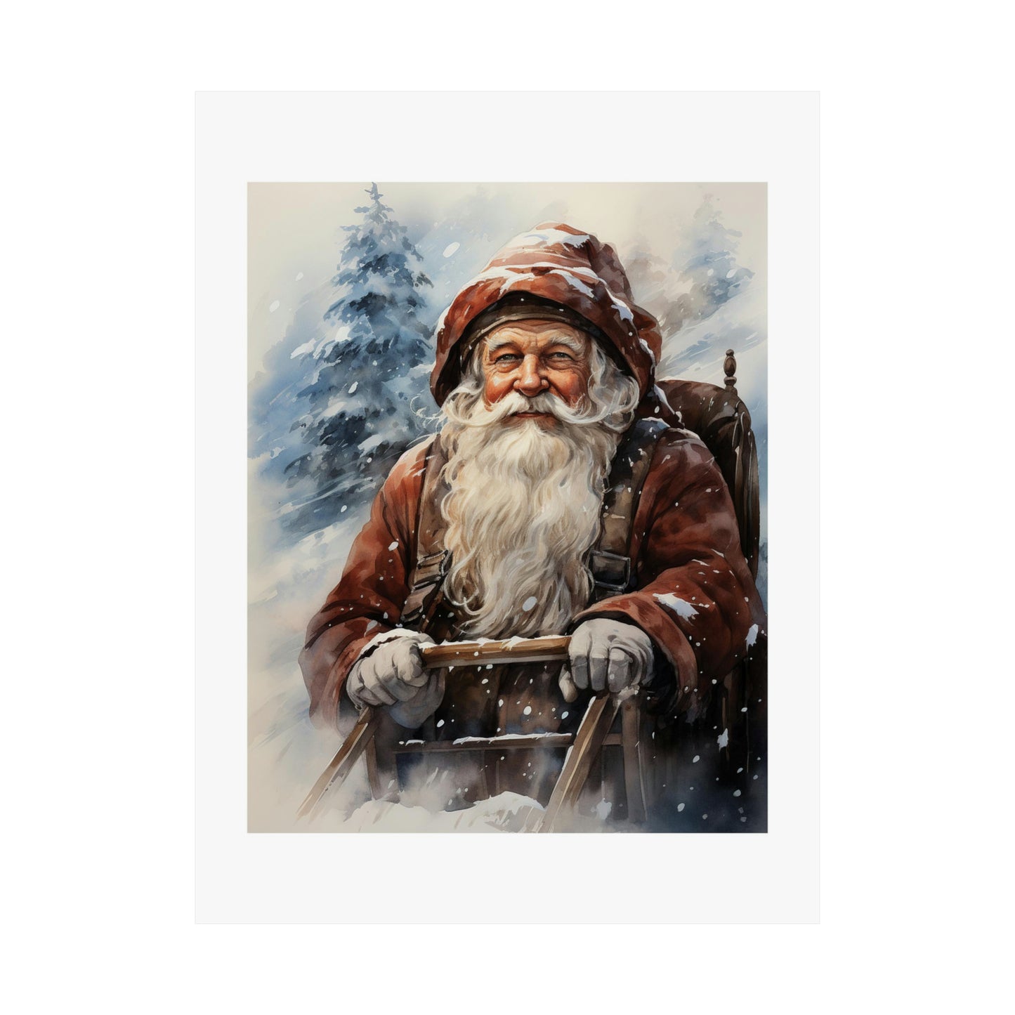 Dogsled Santa | Christmas Travel Wall Art | Retro Wall Art | Travel Santa