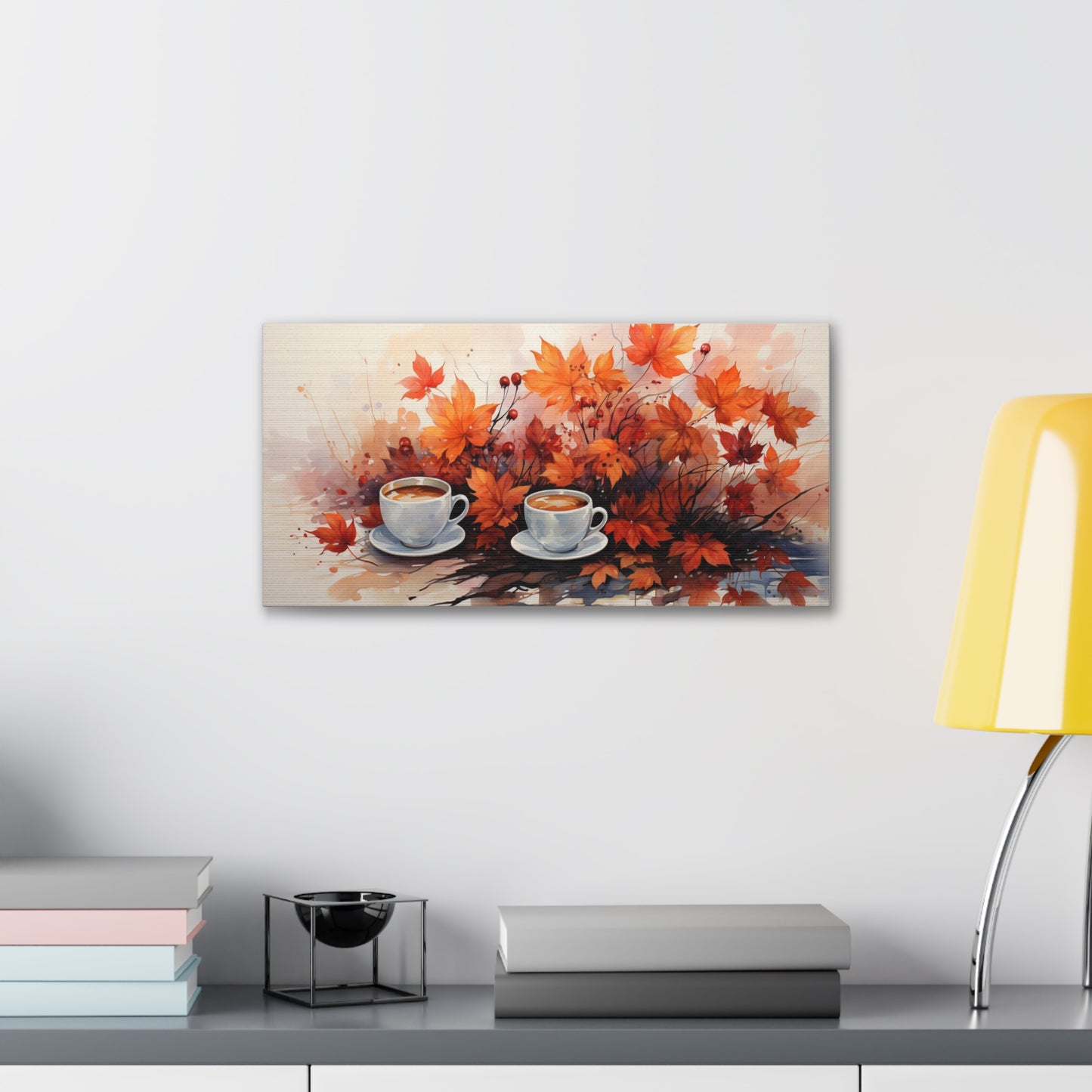 Café Deuce | Autumn Coffee Wall Art Canvas | Rustic Fall Print | Watercolor Wall Art | Fall Decor