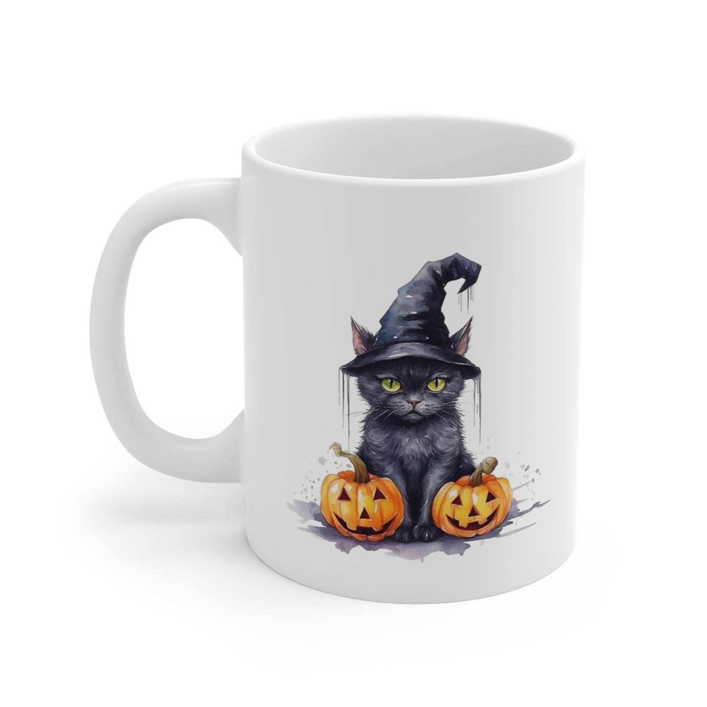 Halloween Black Cat with Witch Hat Ceramic Mugs (11oz\15oz\20oz)