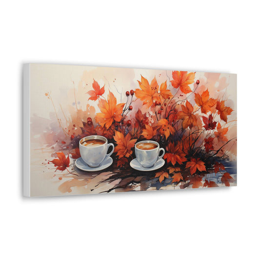 Café Deuce | Autumn Coffee Wall Art Canvas | Rustic Fall Print | Watercolor Wall Art | Fall Decor
