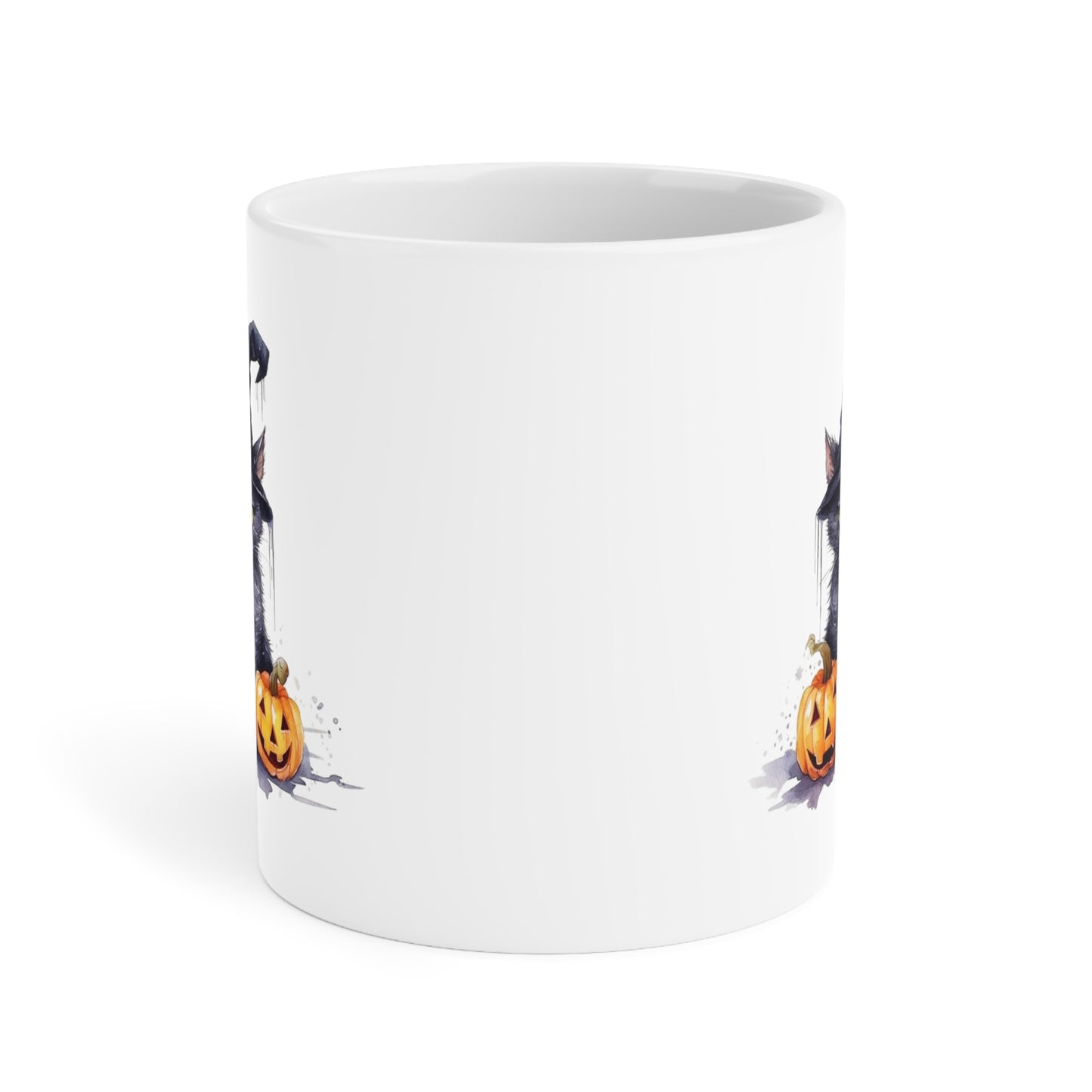 Halloween Black Cat with Witch Hat Ceramic Mugs (11oz\15oz\20oz)