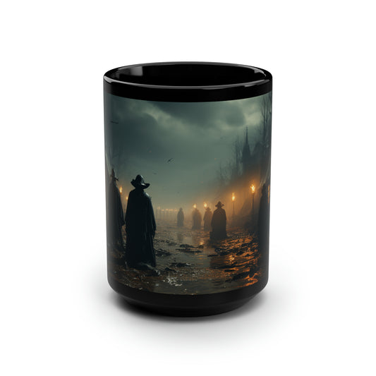 Halloween Vintage Victorian Witches #2 Black Mug, 15oz